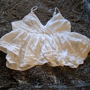 Hollister White Lace Crochet Large Blouse